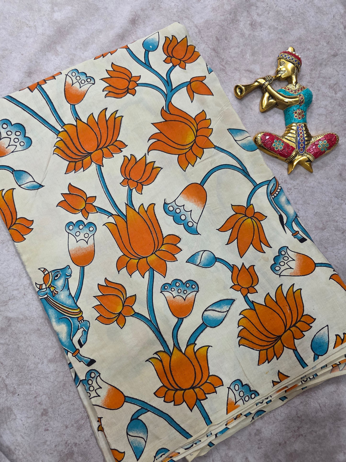 Pure chennuri silk kalamkari running material (0.5 meter)- RV289