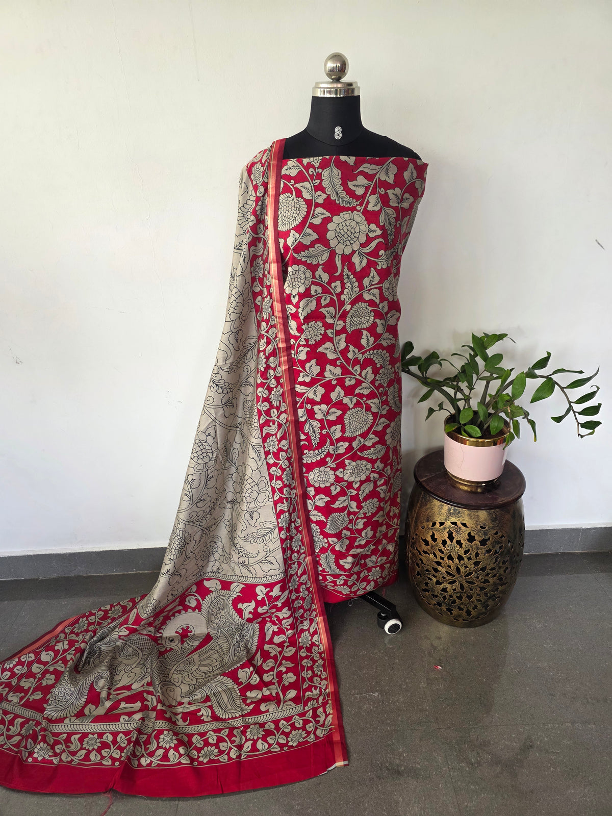 Kalahasthi Kalamkari-inspired Assam silk set - AS124