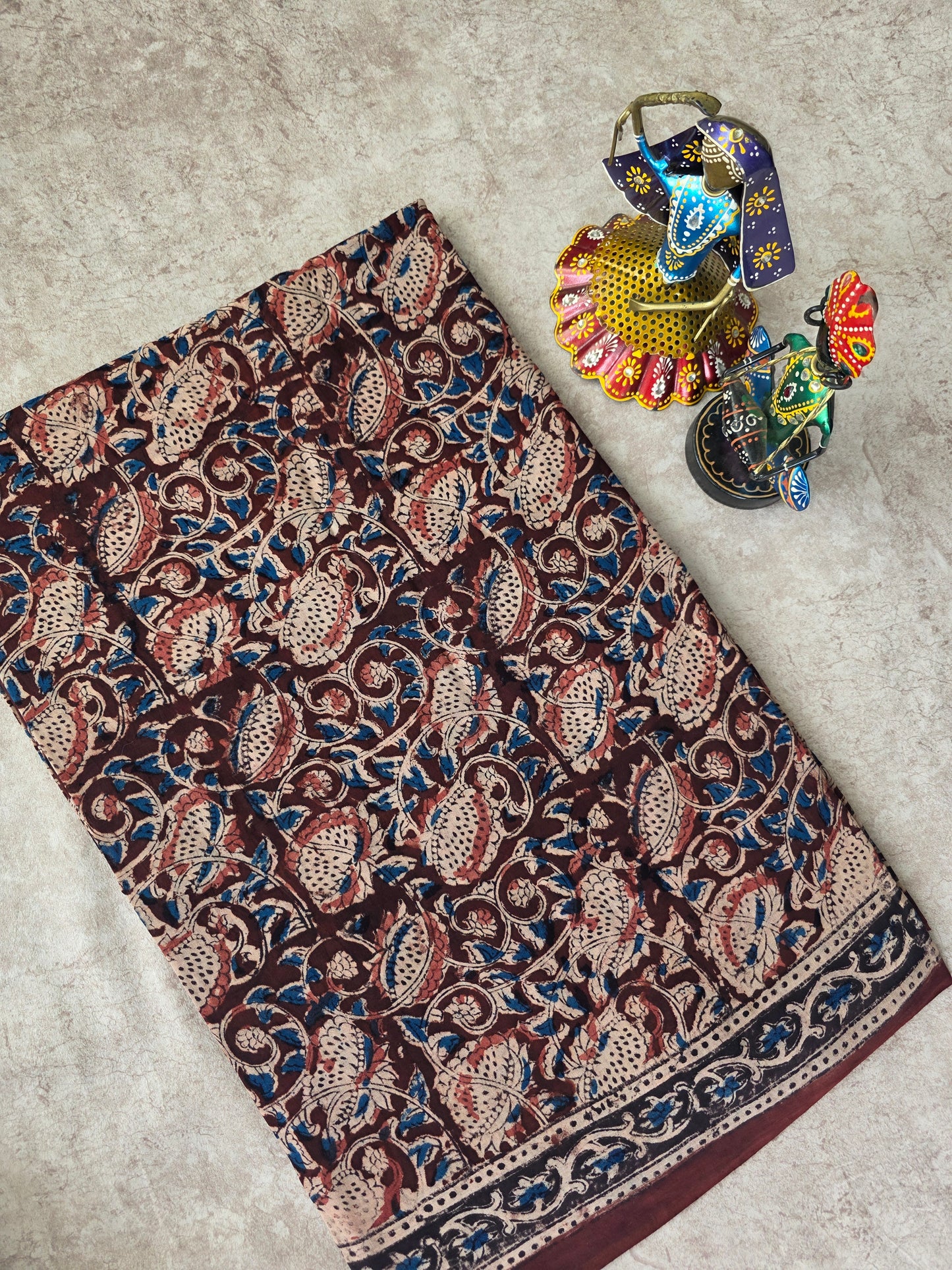 Handblock pure kalamkari cotton saree  - HS2