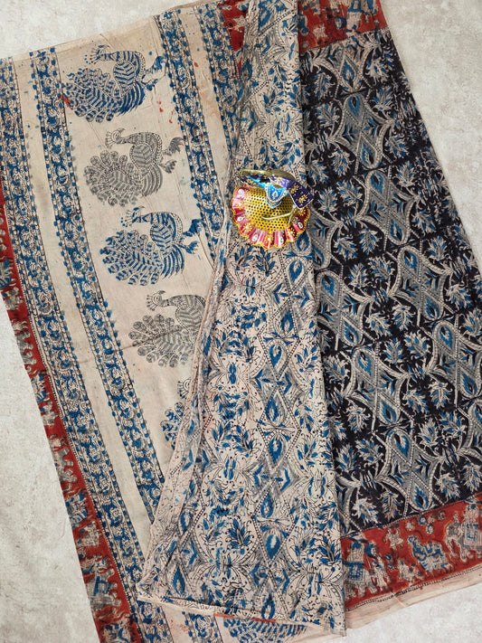 Handblock pure kalamkari cotton saree  - HS16
