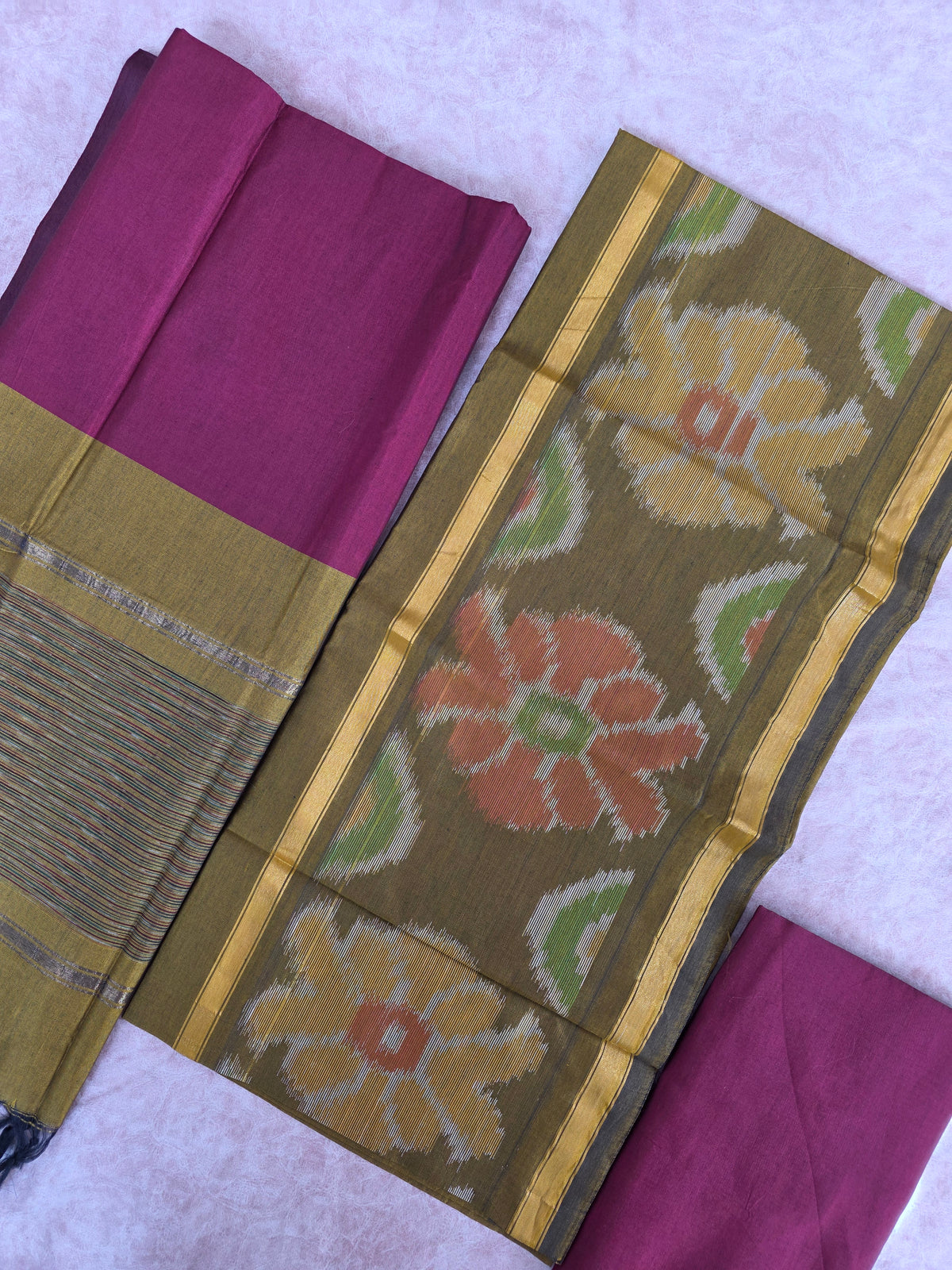 Pochampally sico set with ikkat damn - SD575