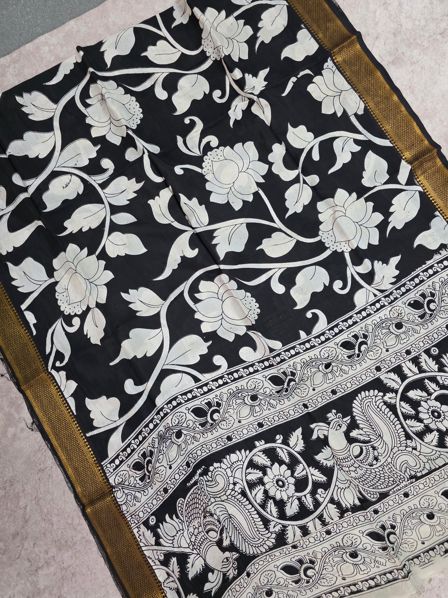 Pure chennuri kalamkari silk duppatta - KAA3