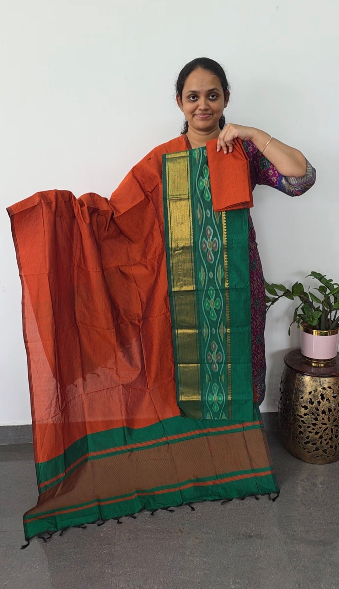 Pochampally sico silk set with zari border-SD552