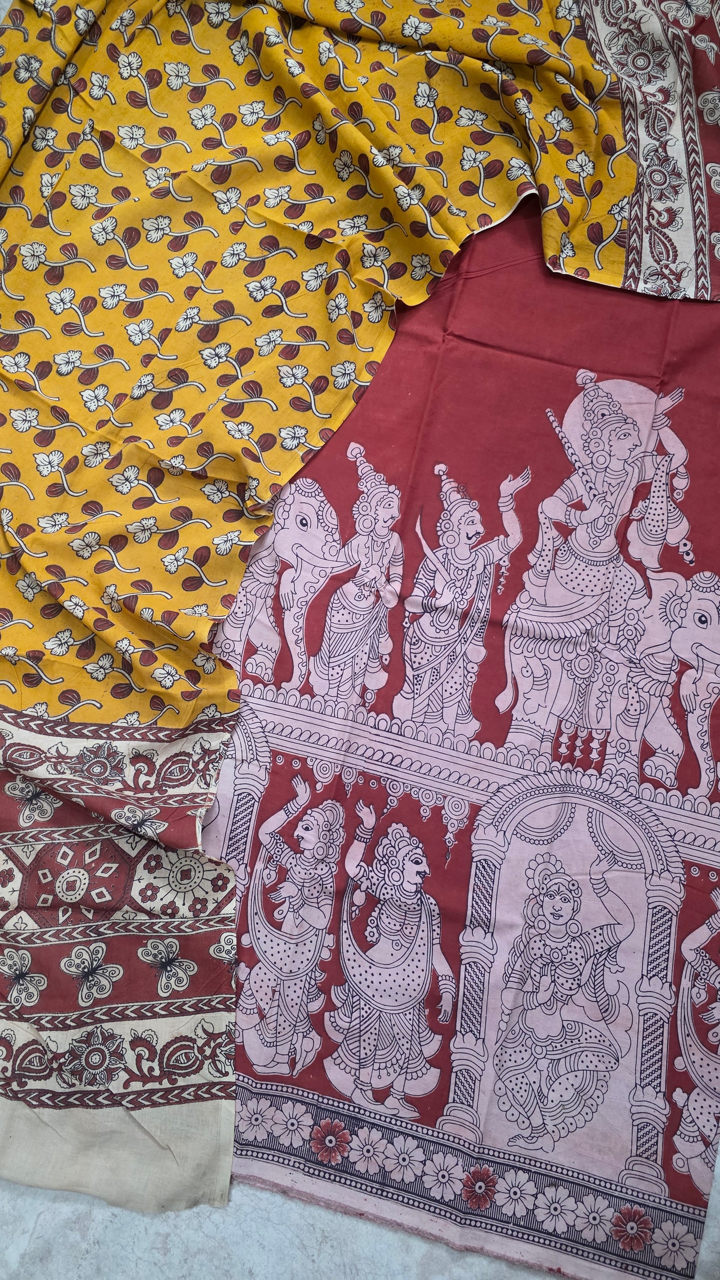 Penkalamkari- inspired kalamkari cotton set - RV180
