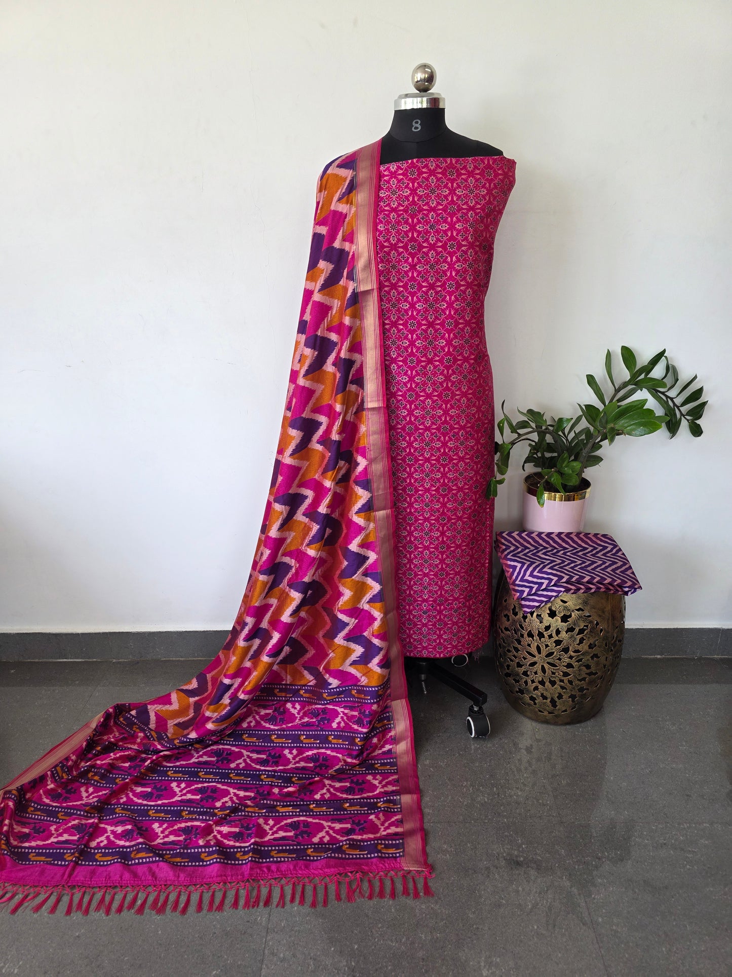 Premium semi Patola silk set - PK114