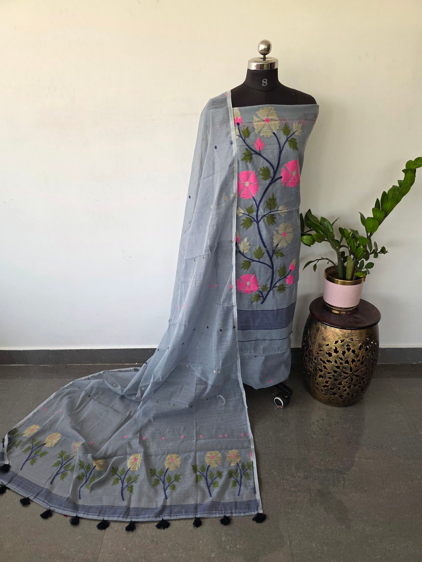 Premium Silk cotton jamdhani set - AV285