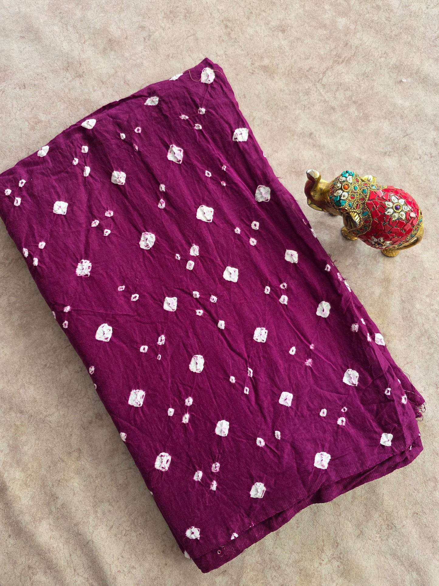 Handcrafted bandhini cotton running fabric-BN169