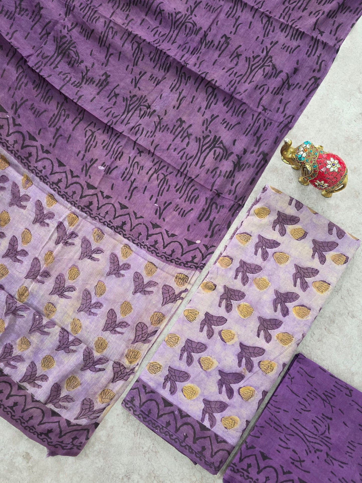 Nashpal Ajrakh Handblock Jaipuri pure cotton set - JA945