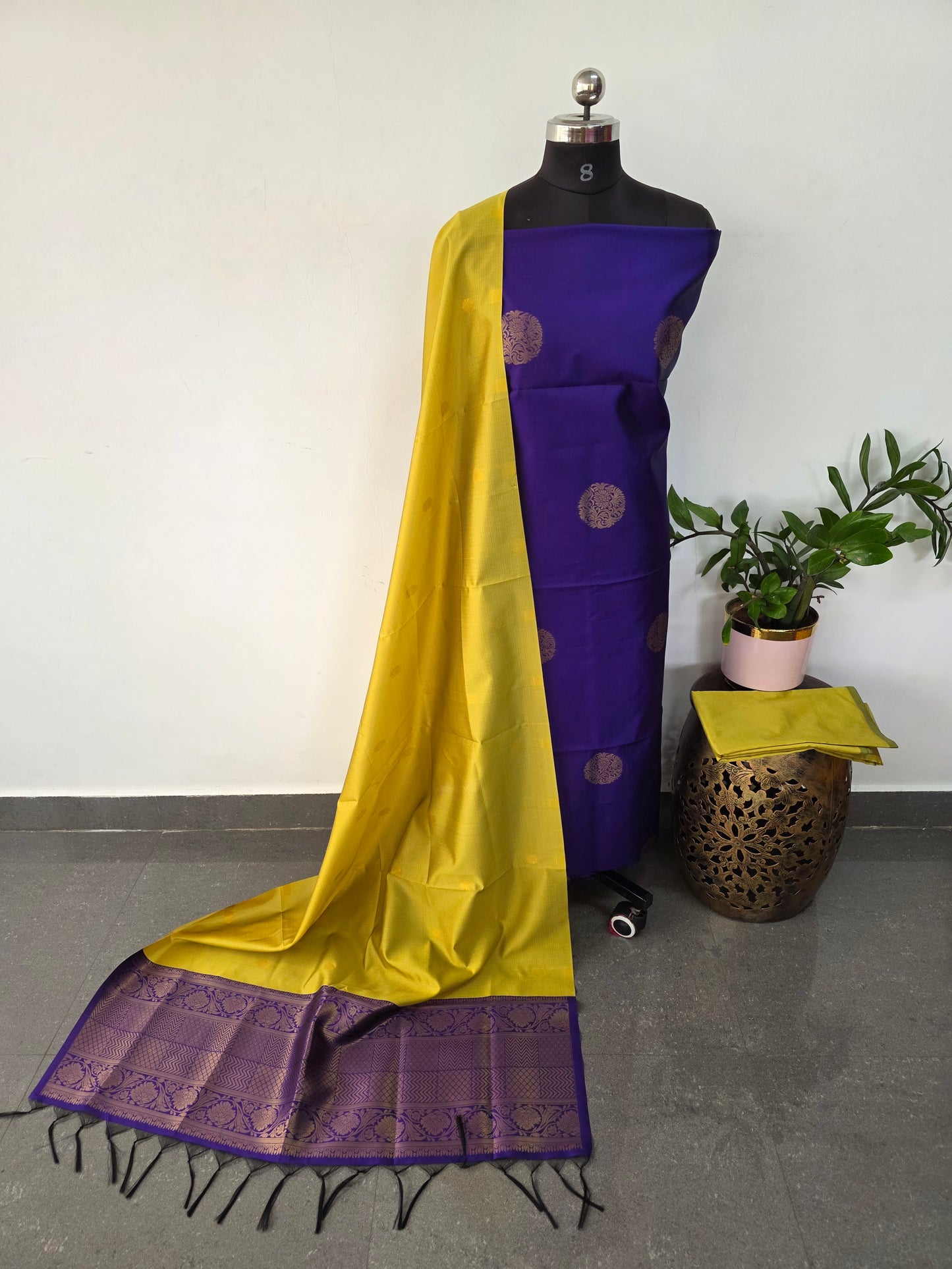 Semi kanchi jacquard butta borderless salwar set - SD5