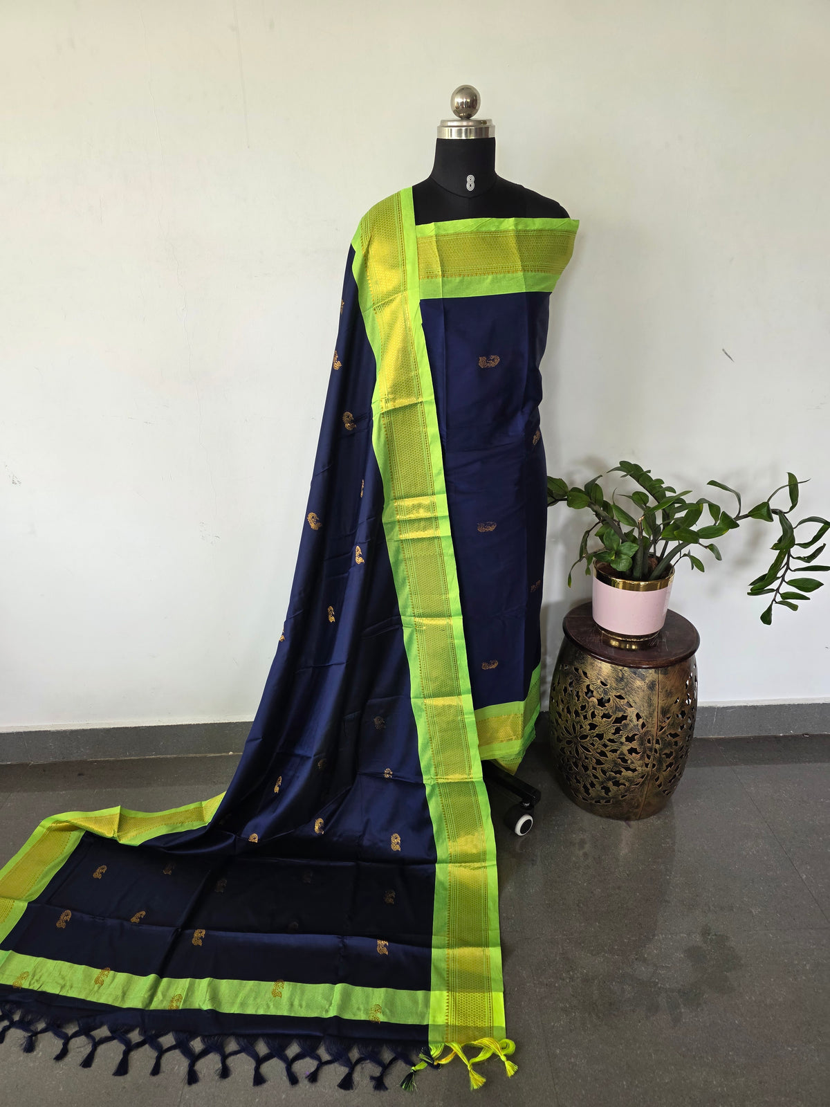 Kovilpattu soft silk set (4.5 mtrs) (Blue)-NA627