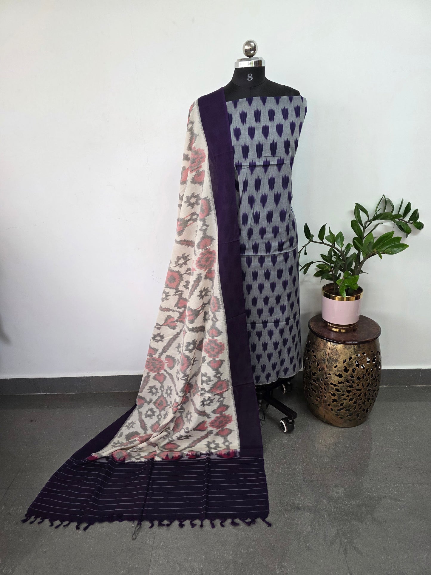 Handloom Mercerised ikkat cotton salwar set - KK193