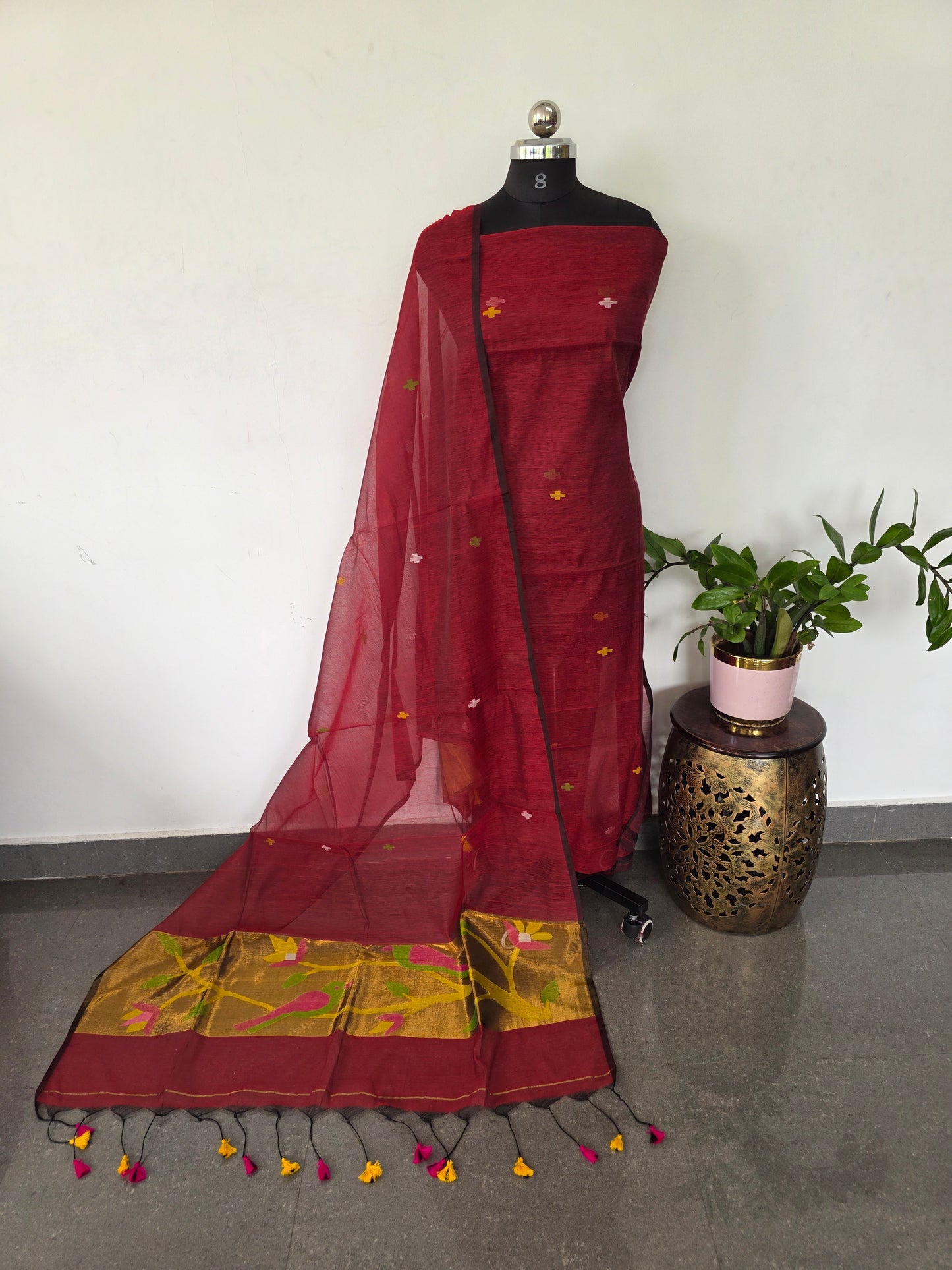 Handloom muslin paithani jamdhani set - JMM357