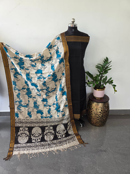 Pure chennuri kalamkari silk duppatta - D24