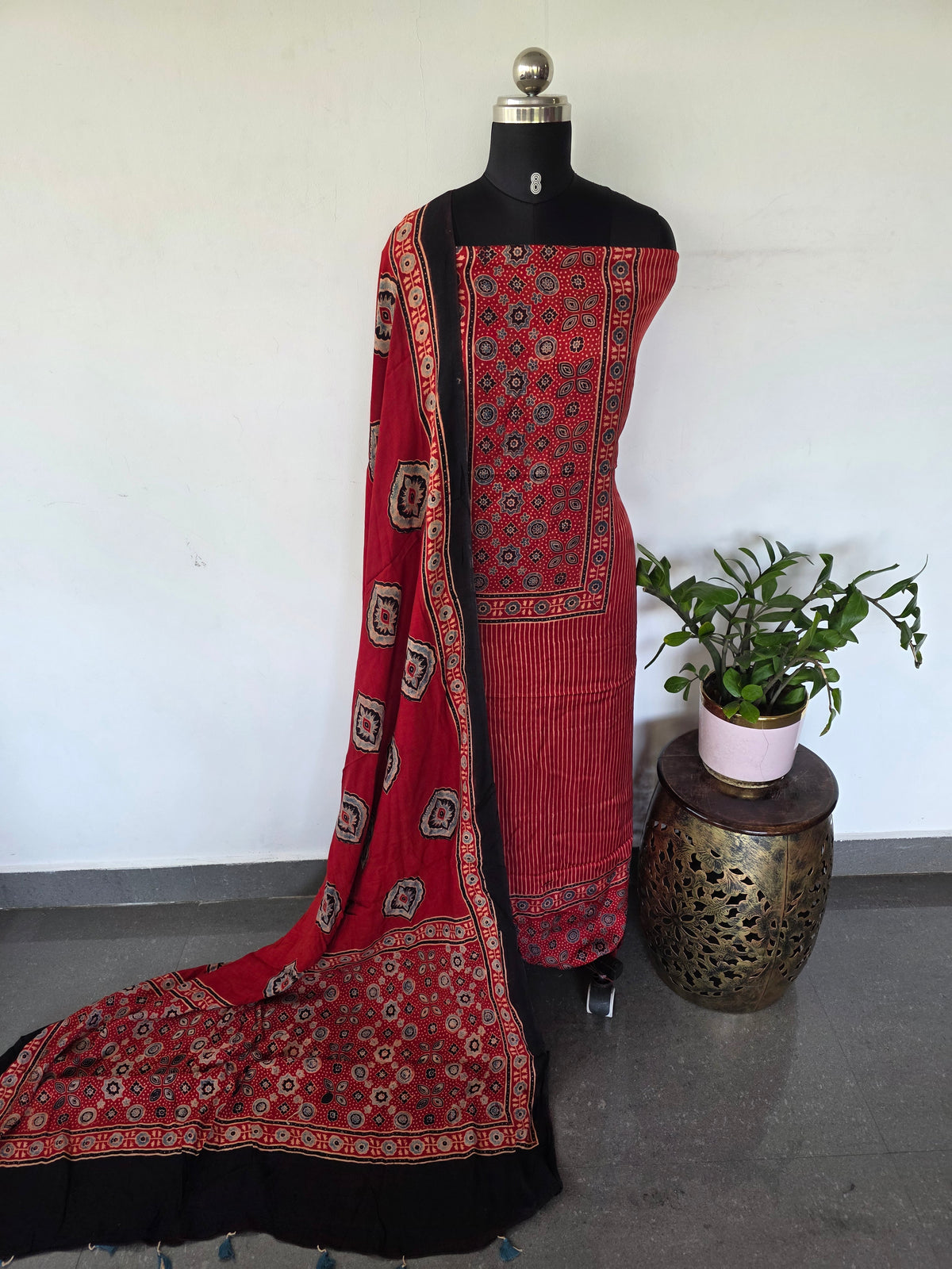 Handcrafted ajrakh modal silk set -HZ319