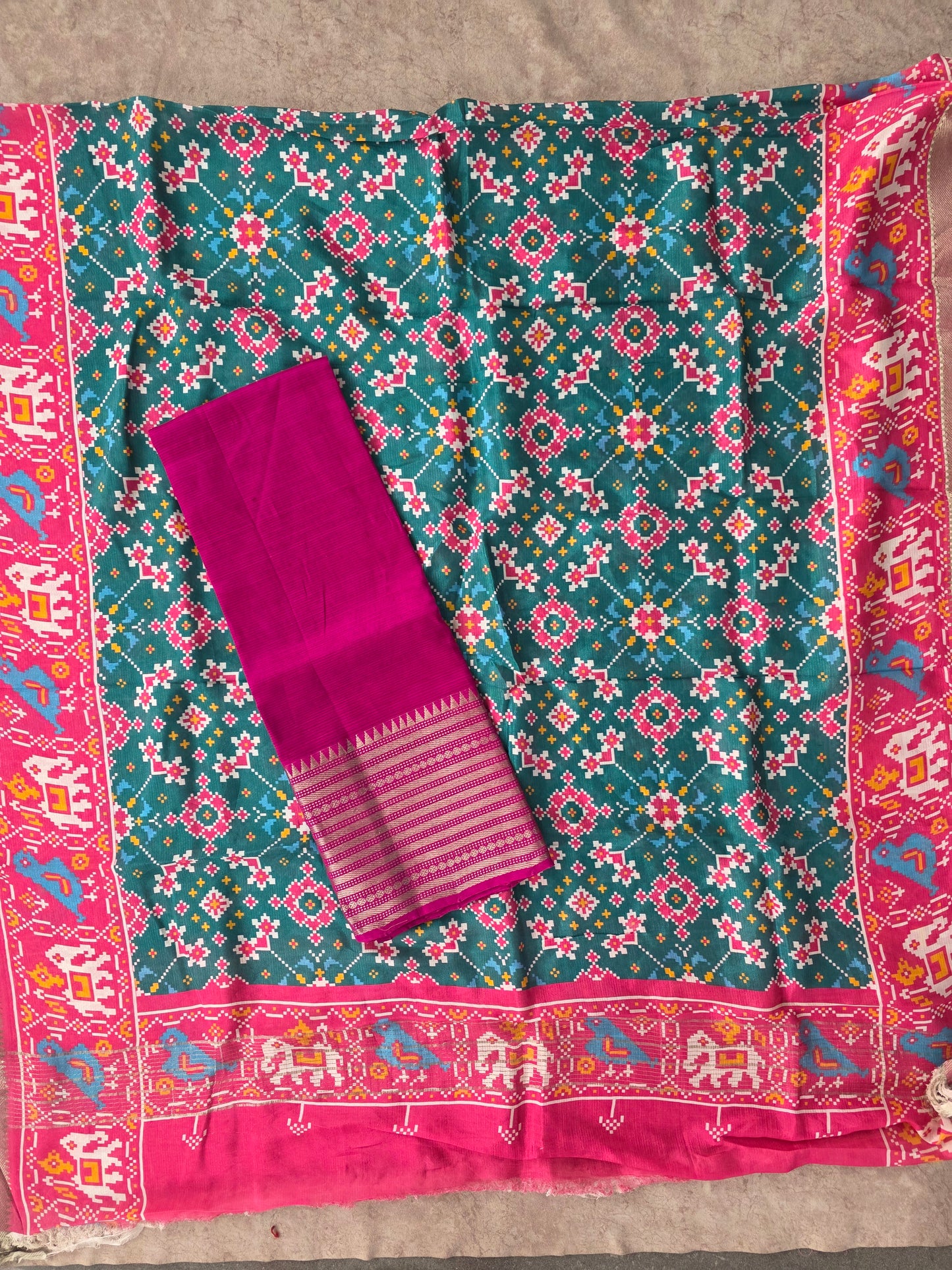 Handloom mangalagiri silk top with pure mangalagiri digital silk shawl - ML62