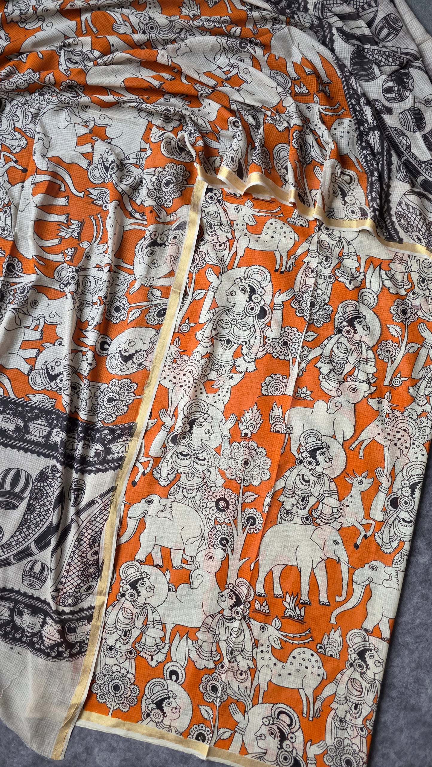 Handcrafted Kota kalamkari set (2 pc set )- AK317