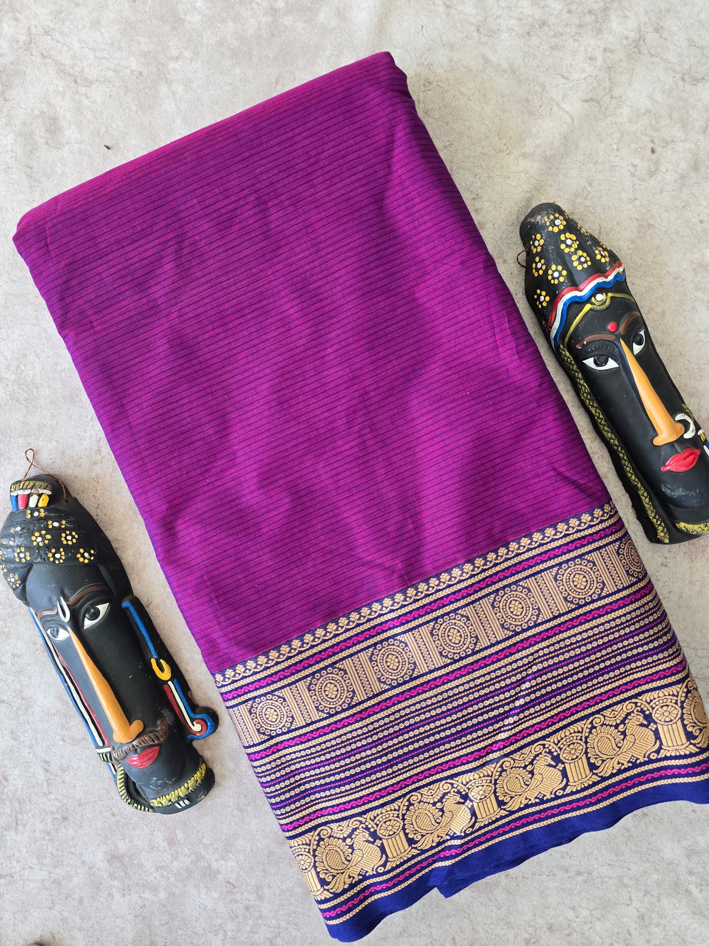 Chettinadu cotton running material with thread border(0.5 mtrs)- CRM3