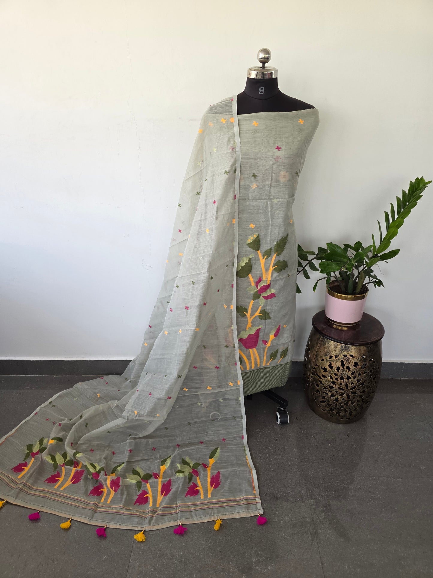 Silk cotton jamdhani set - AV246