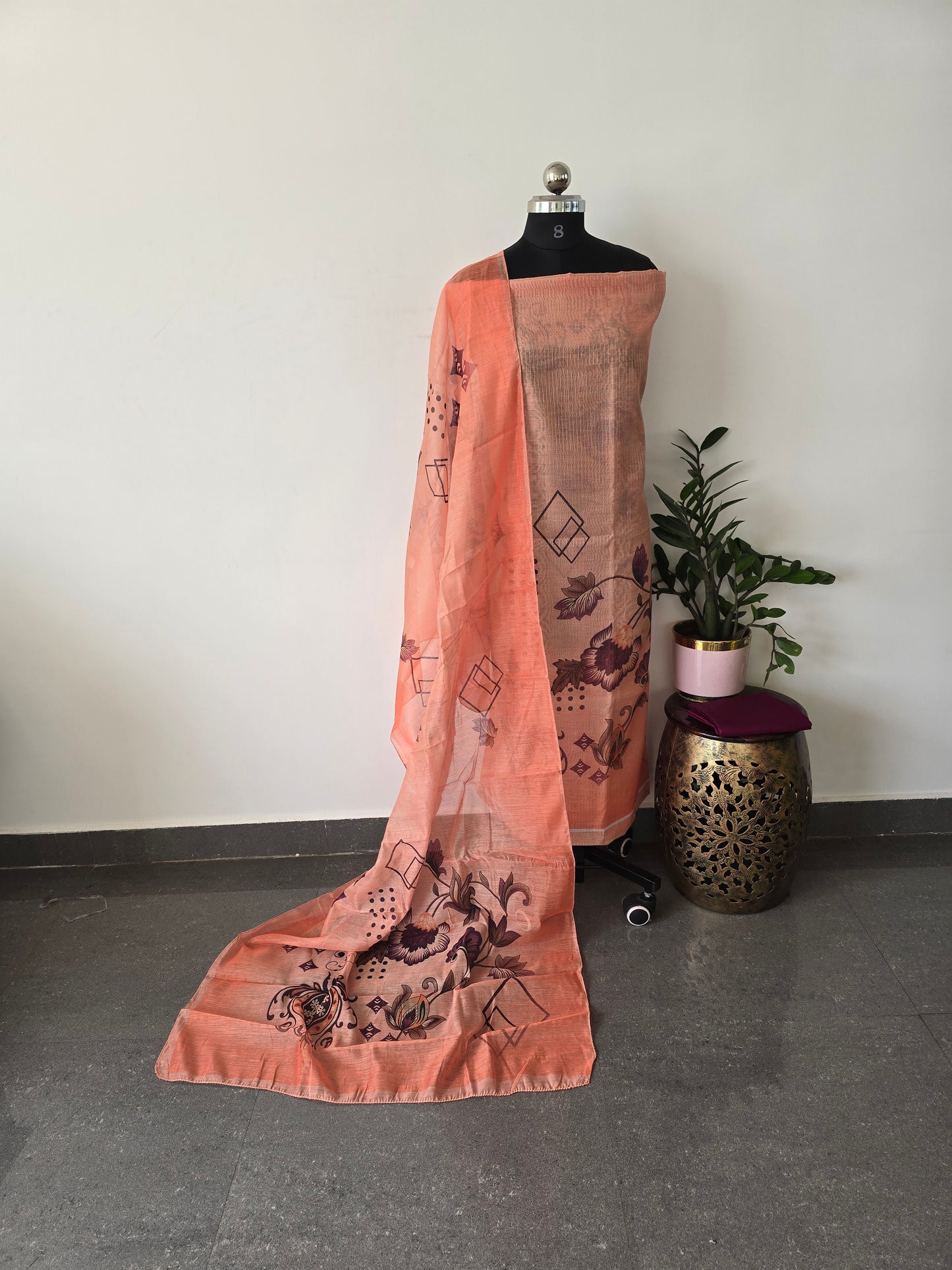 Fancy linen set with jari lines - CLA171