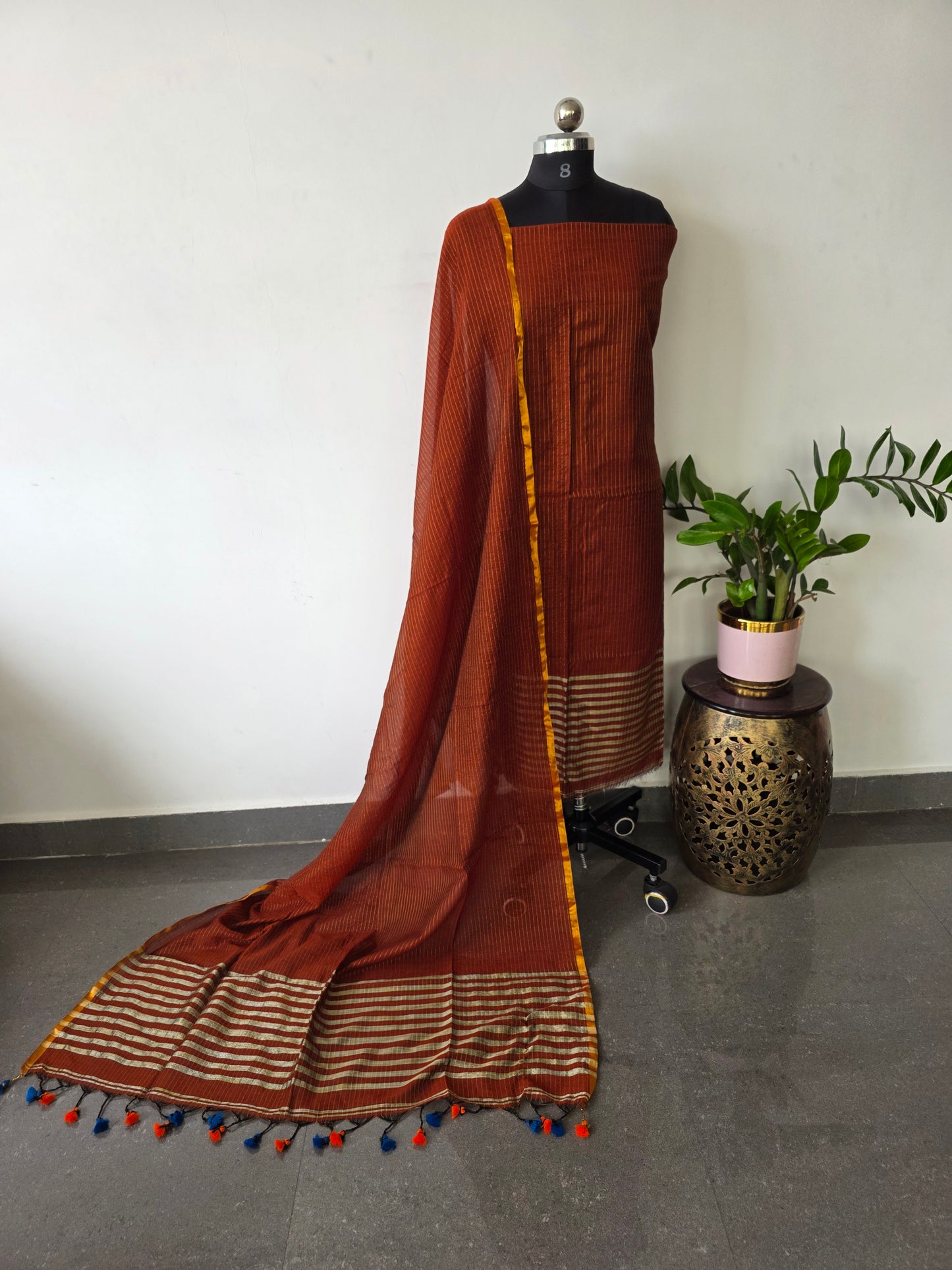 Premium mul khadi zari lines salwar set - MUL300