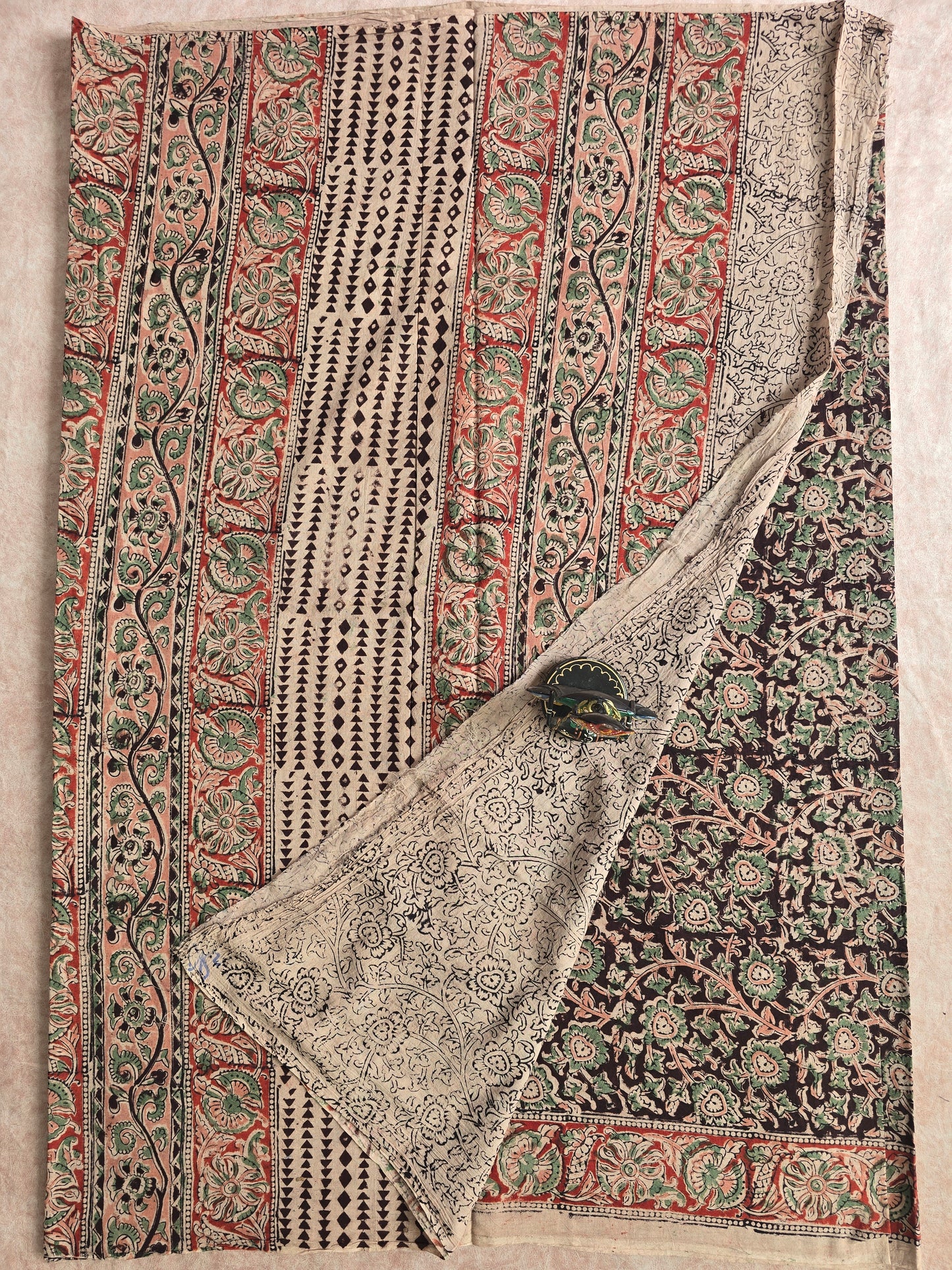 Handblock pure kalamkari cotton saree - HZ5