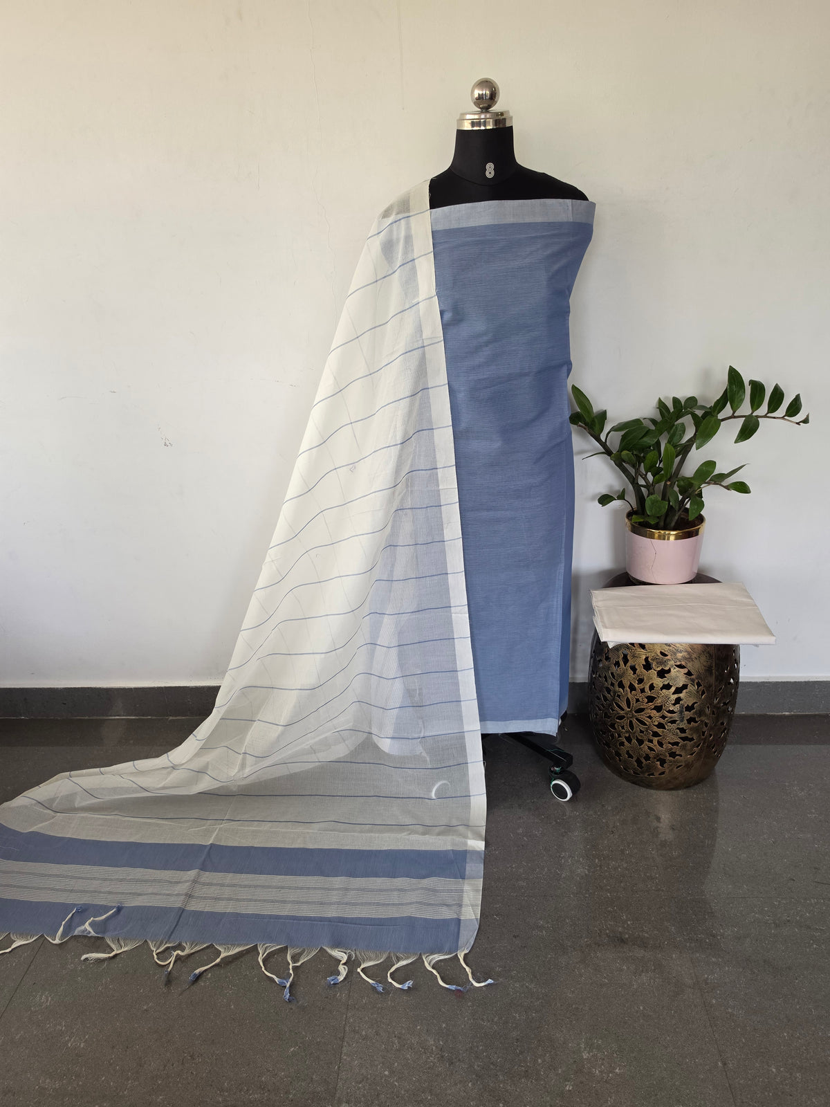 Mangalagiri cotton set with plain border -MAA263