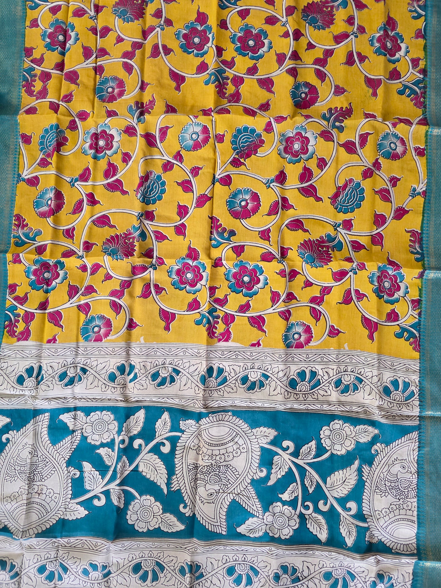 Kanchi border chennuri kalamkari silk set - AK425
