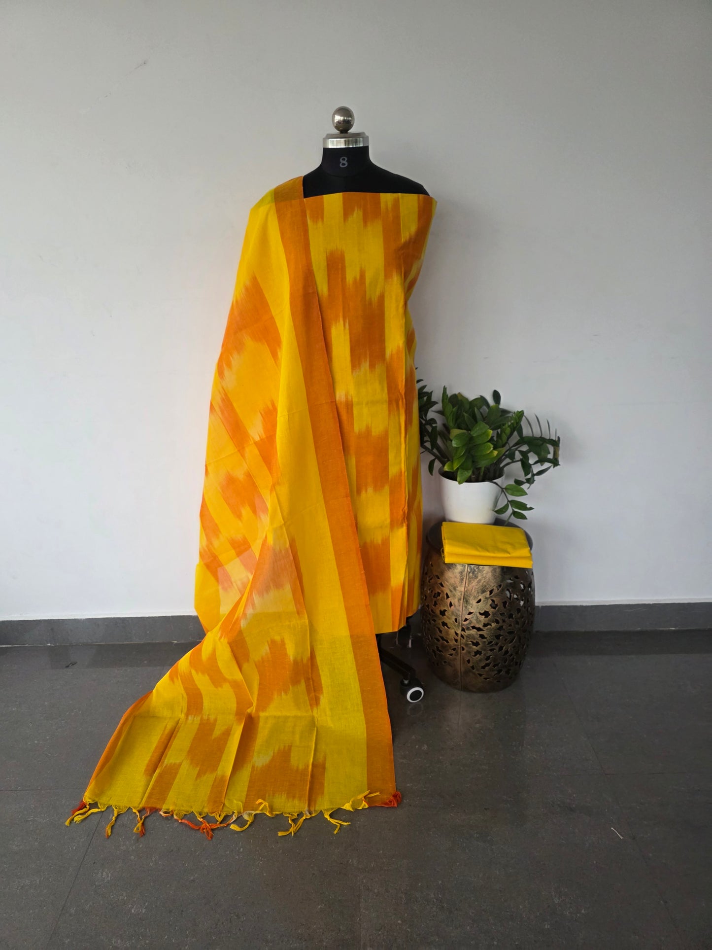 Pure handloom ikkat cotton set  -369