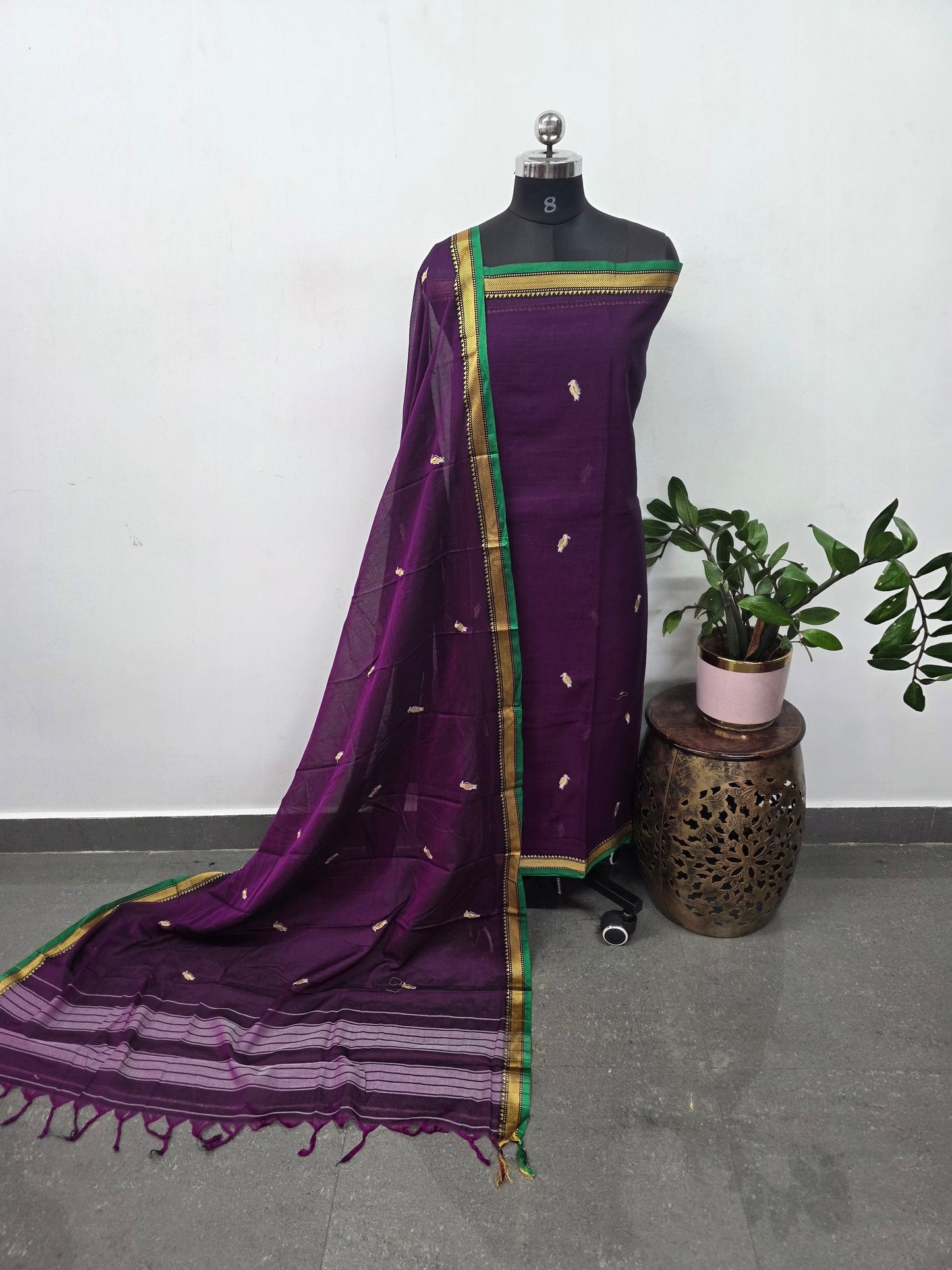 Vanamala Parrrot Embroidery Narayanapet salwar set (4.5 mtrs) -NA521