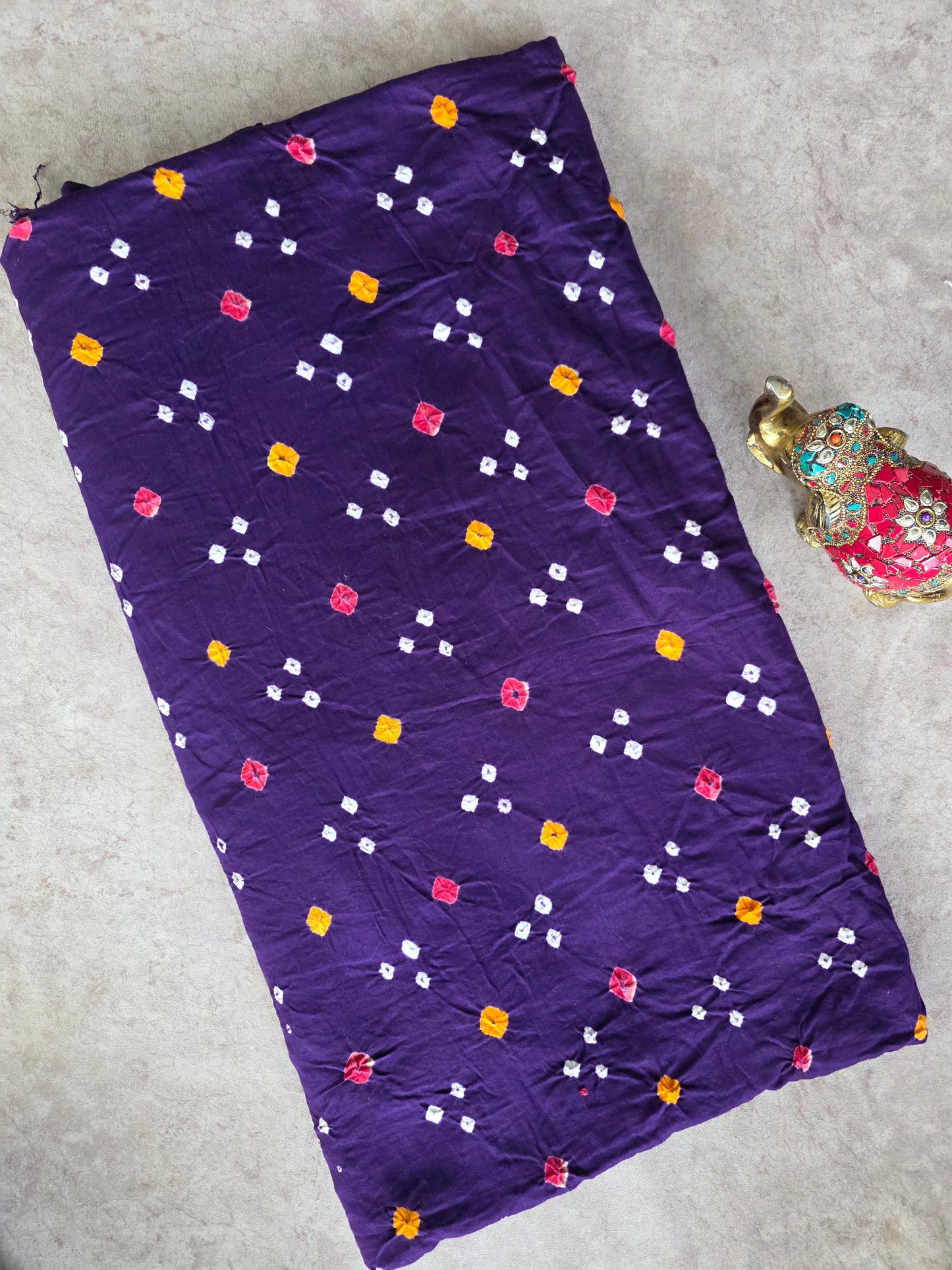 Handcrafted bandhini cotton running fabric-BN161