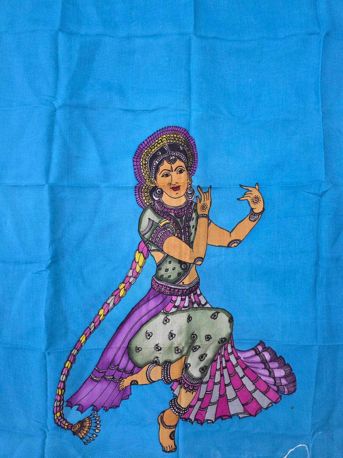 Kalahasthi Handcrafted Penkalamkari bangalore silk set -KH280
