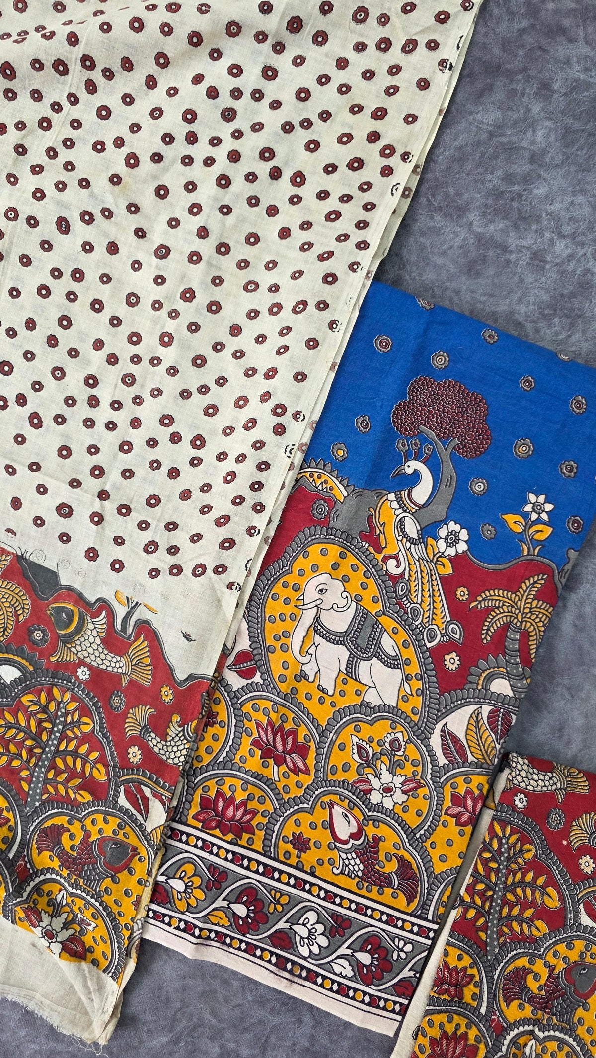 Handcrafted kalamkari cotton set (3 pc) -AK574