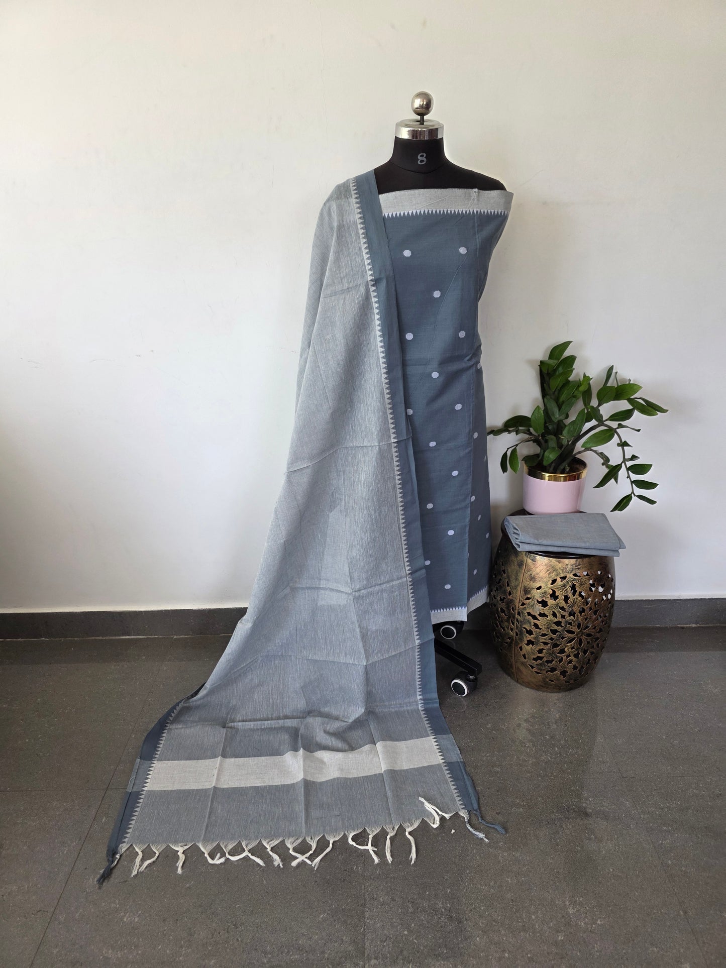 Temple border coin butta south cotton set - PSC4