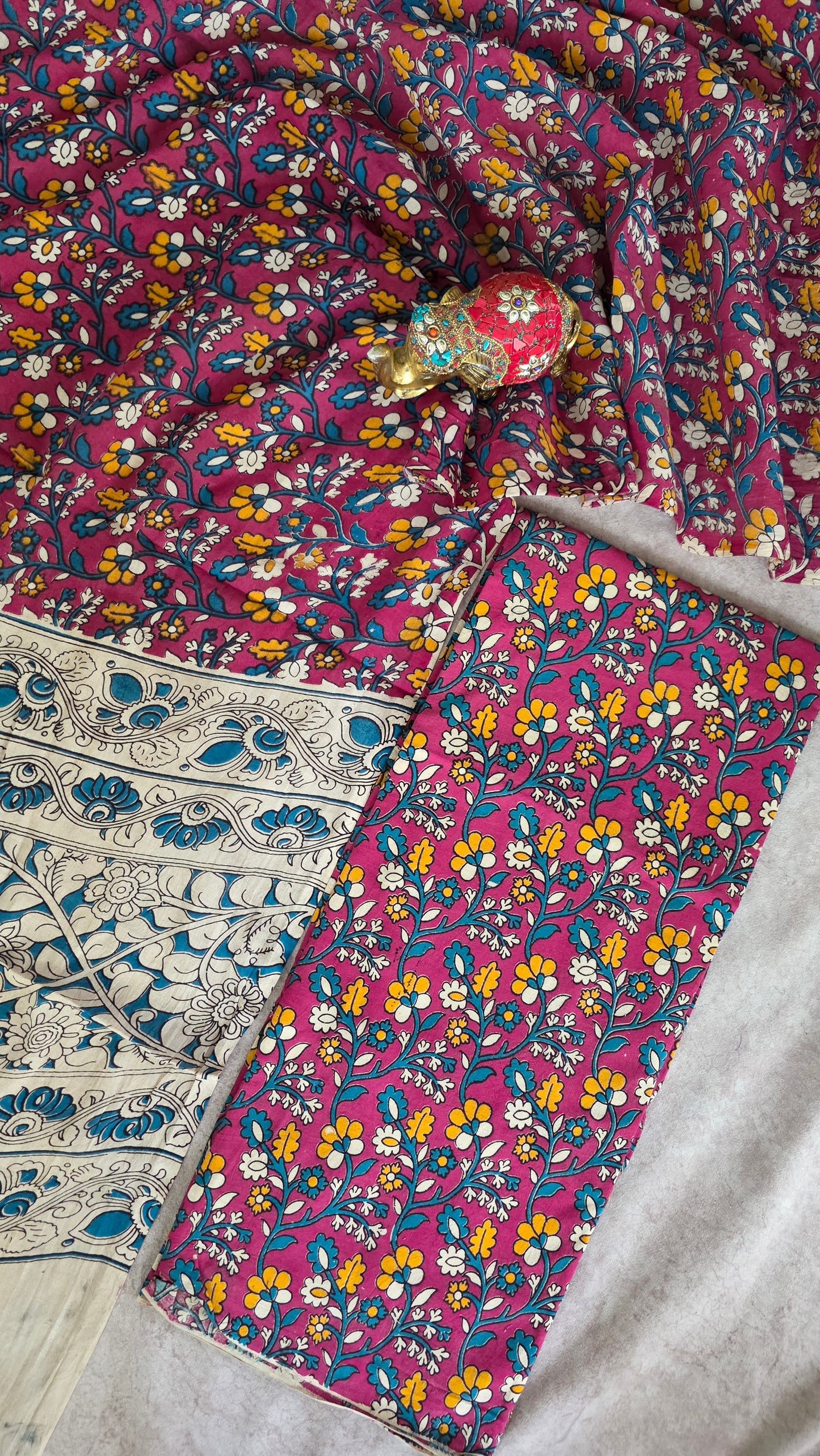 Authentic pure kalamkari cotton set ( 2 pc set )- AK268