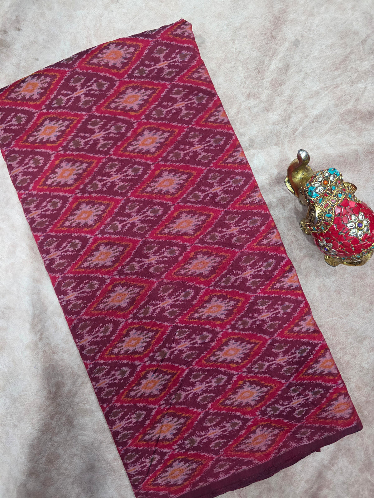Pochampally sico pattu ikkat silk running fabric - WW136