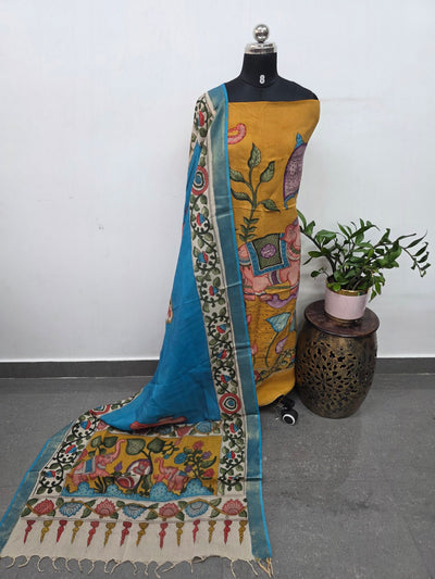 Kalahasthi Handcrafted Penkalamkari bangalore silk set -KH254