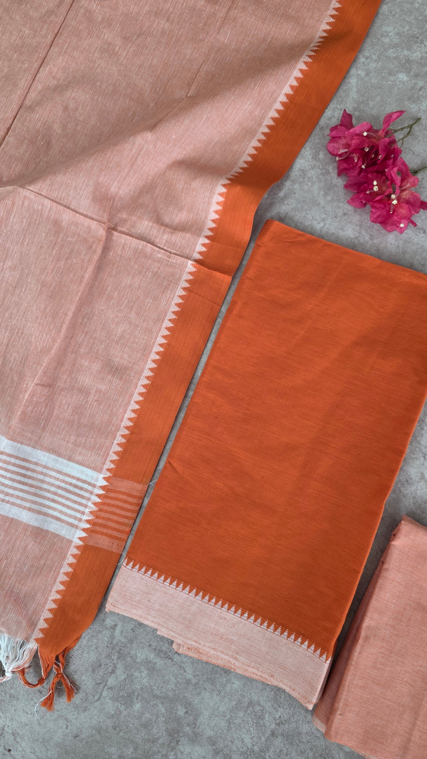 Pure handloom cotton with temple border - H33