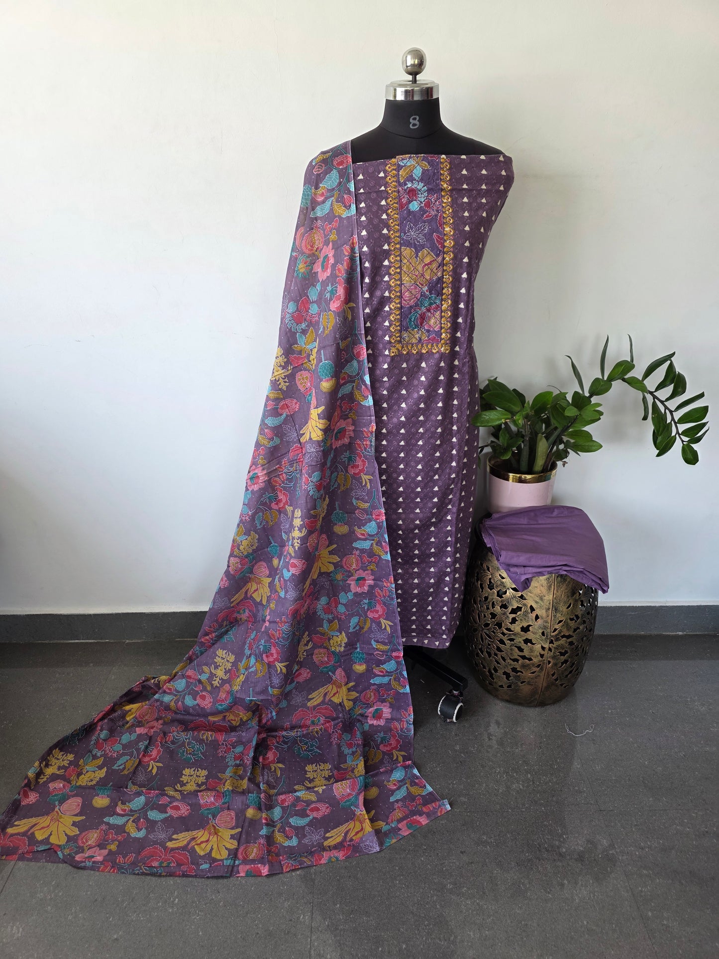 Chikankari Embroidery premium cotton set - AS67