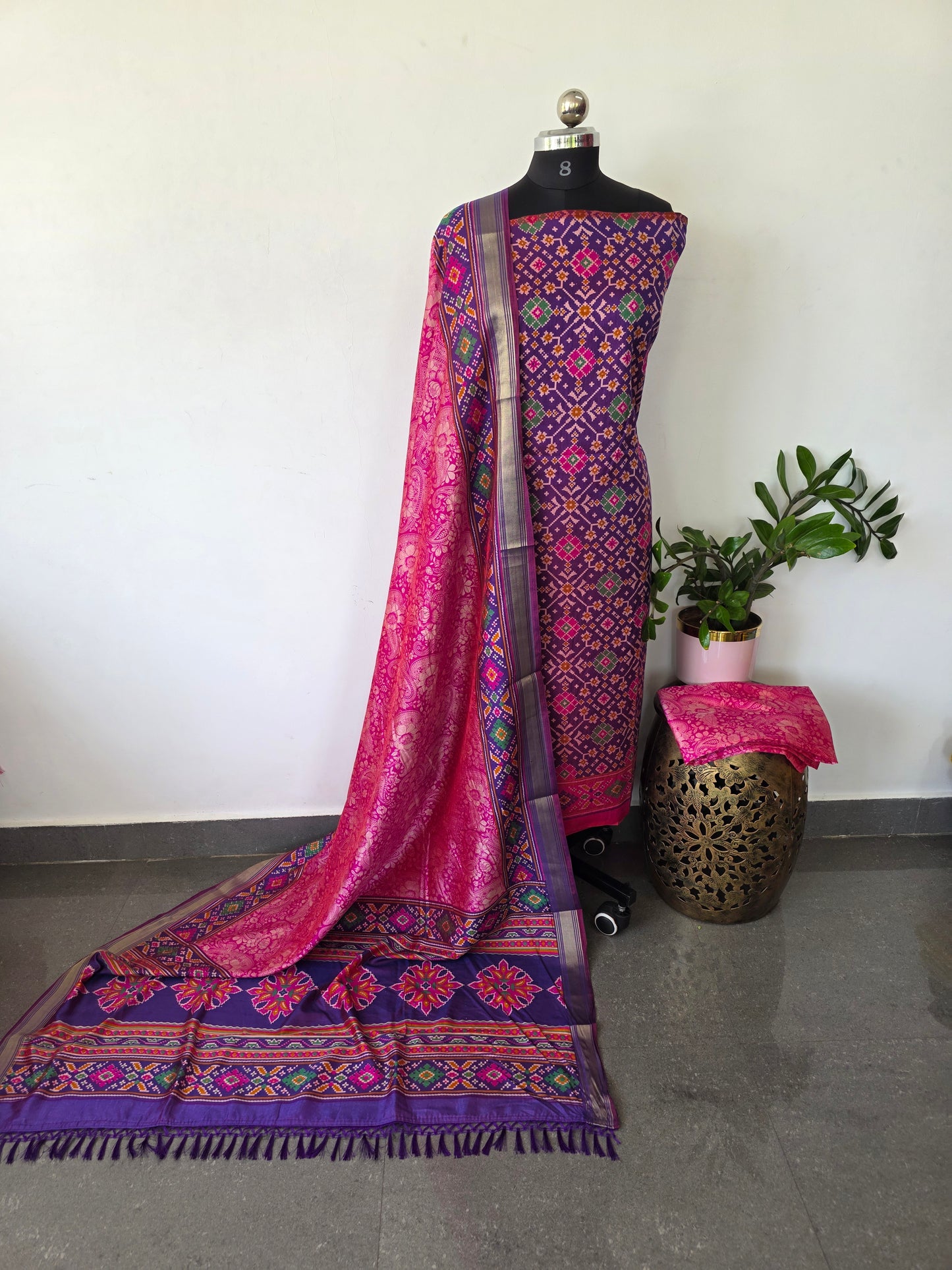 Premium semi Patola silk set - PK99