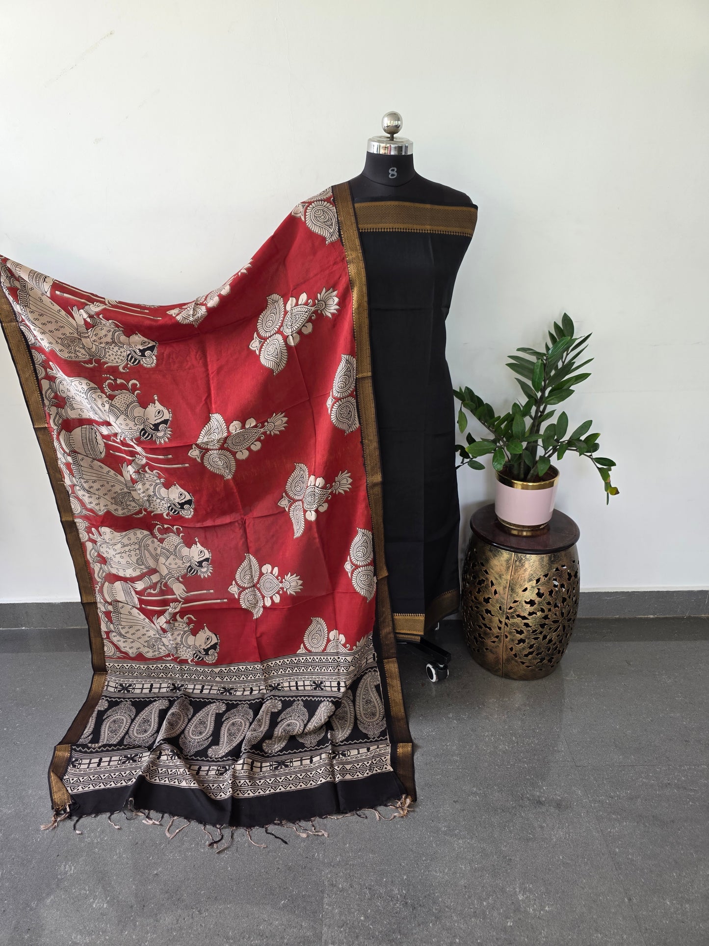 Pure chennuri kalamkari silk duppatta - D17