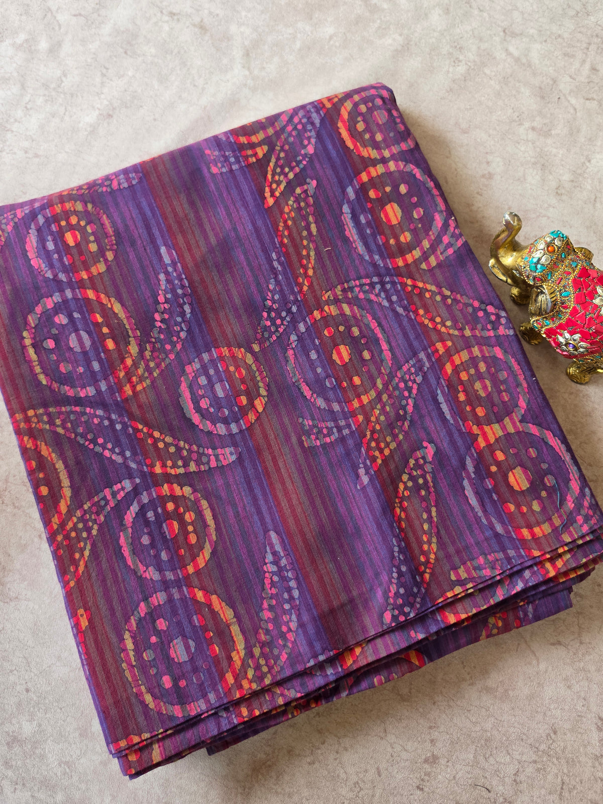 Handcrafted batik checked cotton running material -HB93