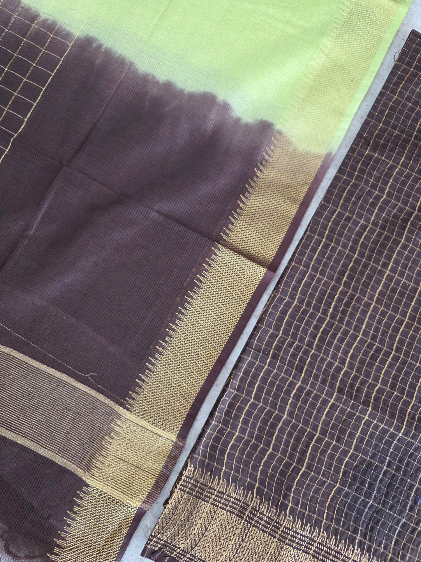 Checked Bhagalpuri fusion mangalagiri silk set - BA526