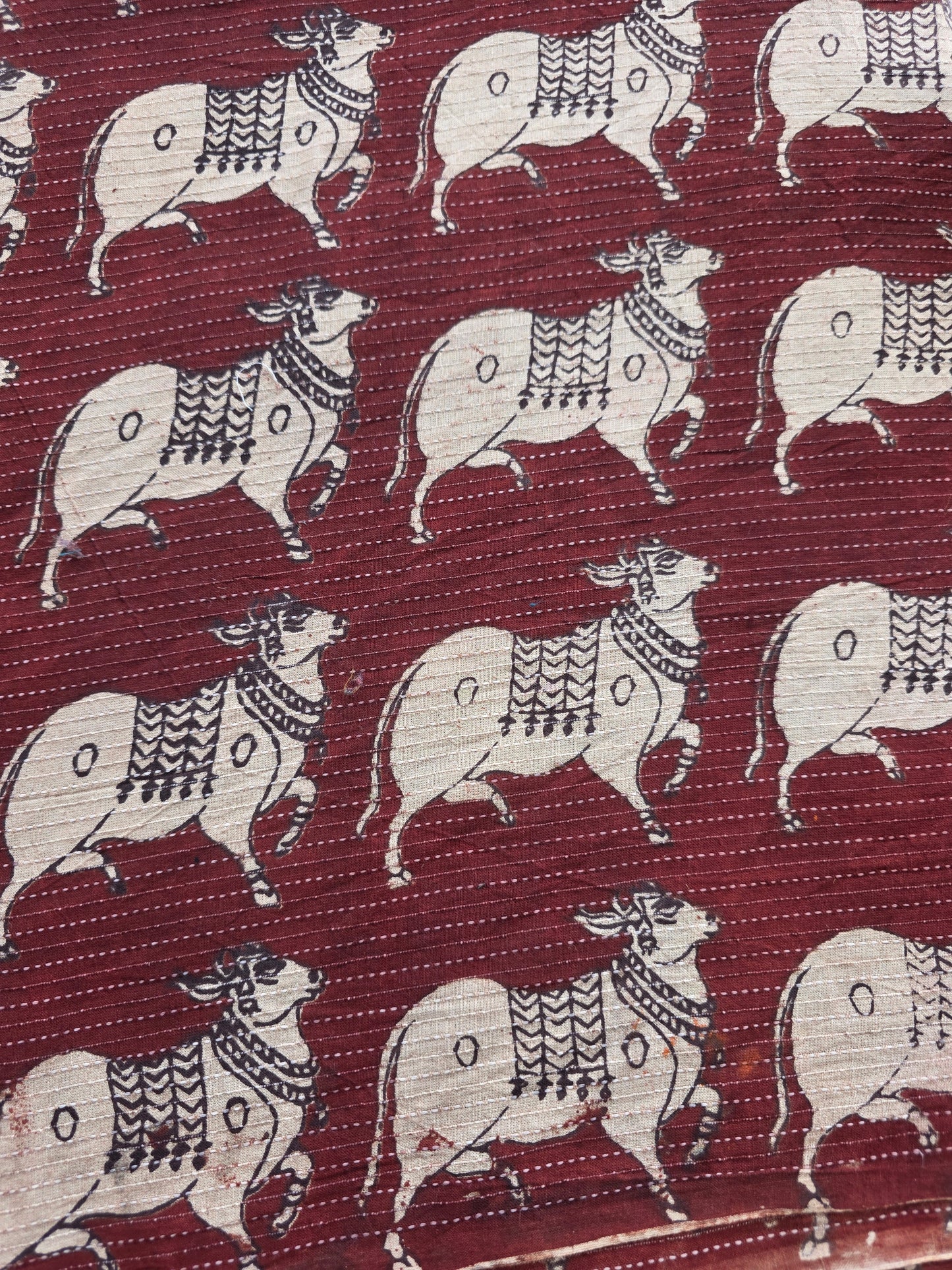 Pure kalamkari Kantha cotton running material (1 meter) - KM66
