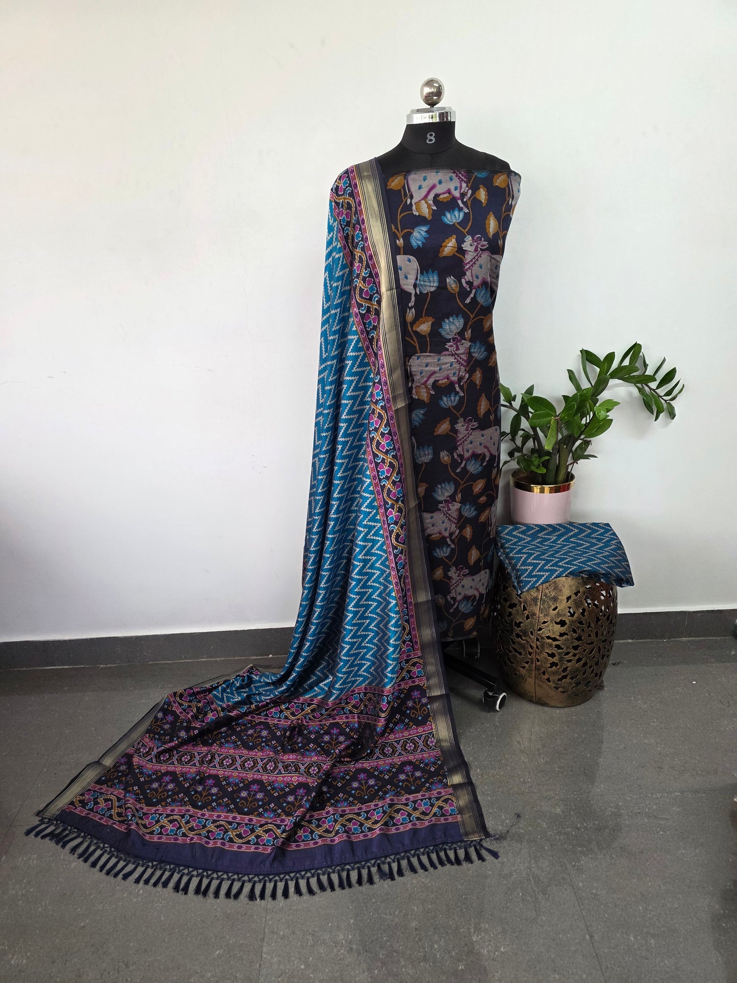 Premium semi Patola silk set - PK82