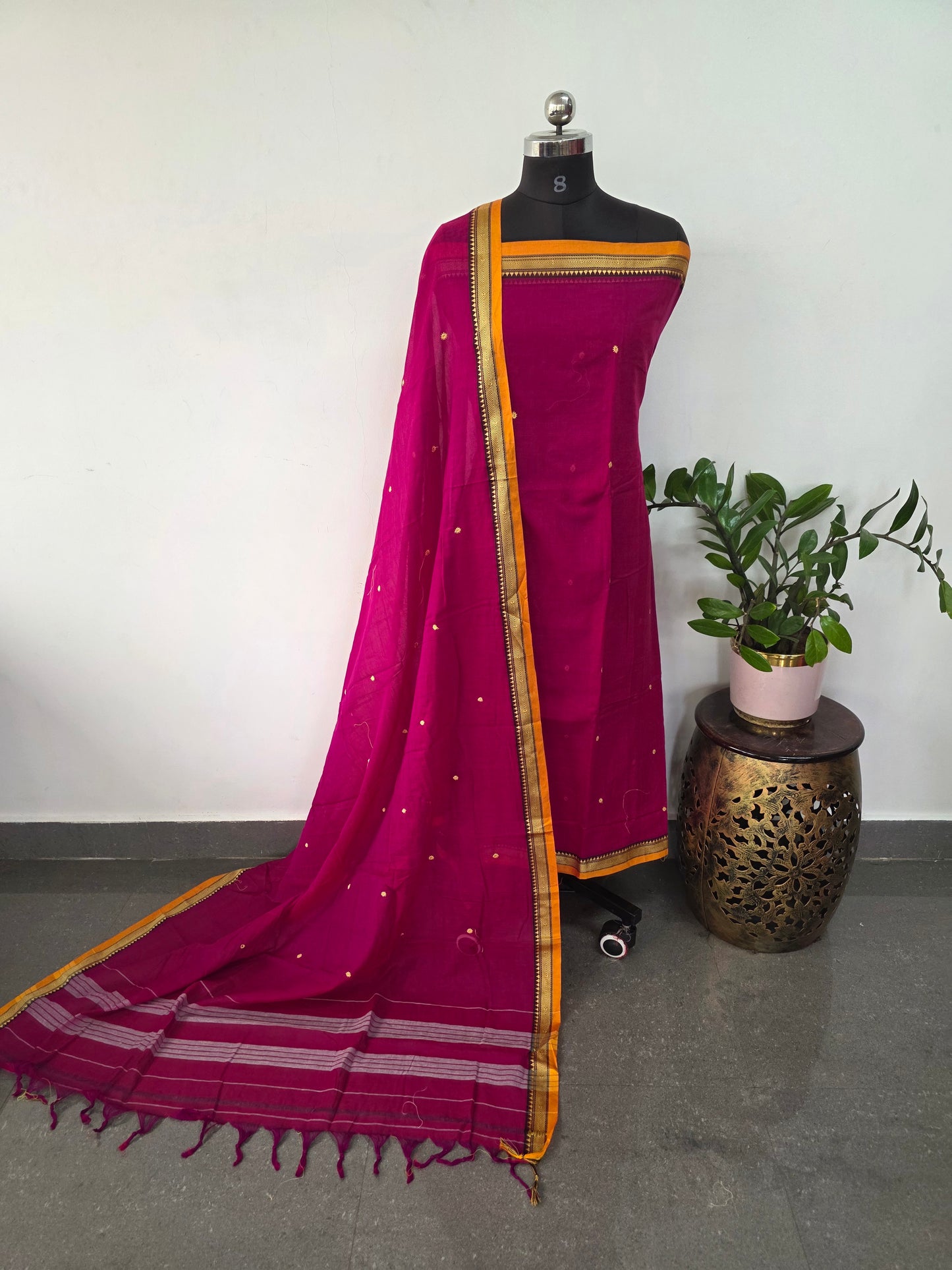 Mercerised narayanapet salwar set with embroidery work (4.5 meters)- NA398