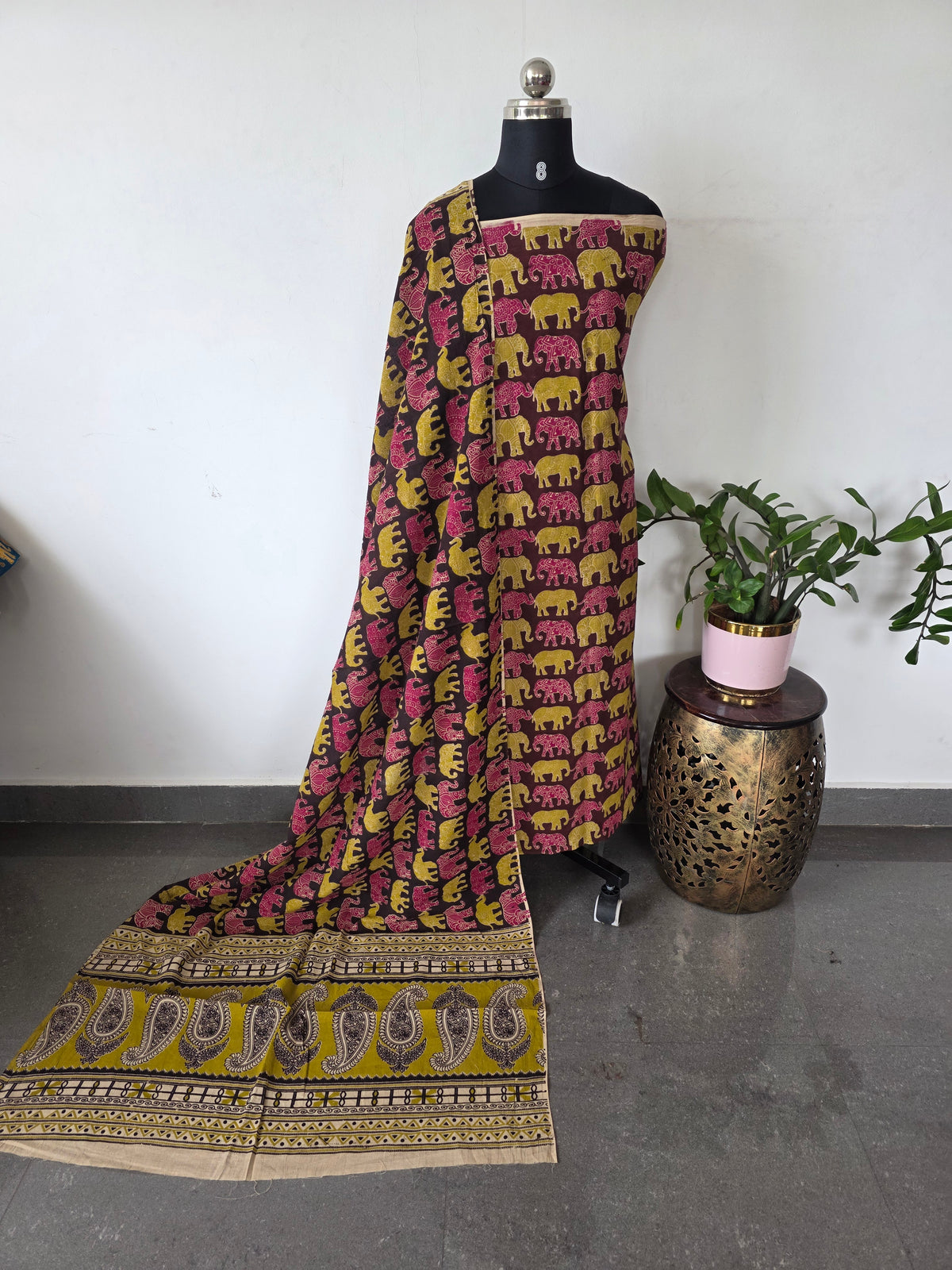 Handcrafted pure kalamkari cotton set (2 pc)- AK454
