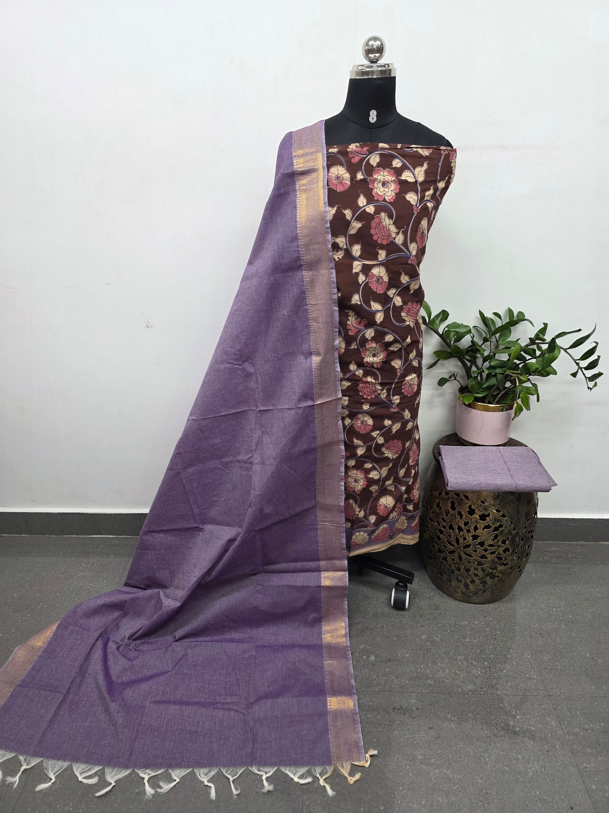 Kalamakari cotton nizam border set-AK579