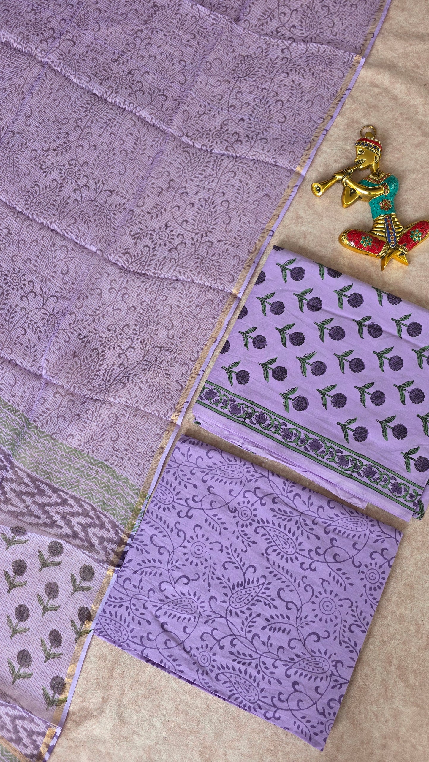 Handblock Jaipuri cotton with Kota shawl - JA763