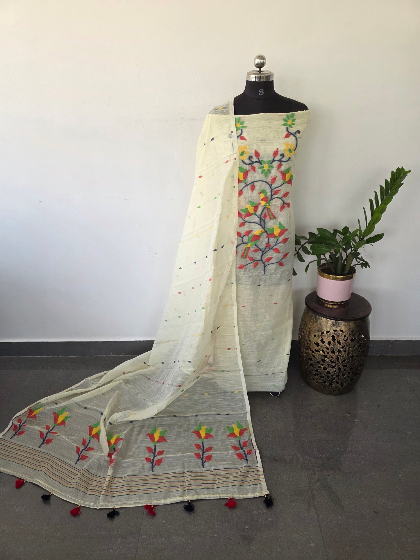 Silk cotton jamdhani set - AV234