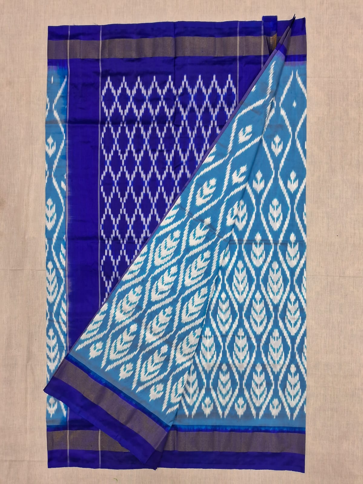 Handloom Mulberry pure Ikkat pattu saree- WW590
